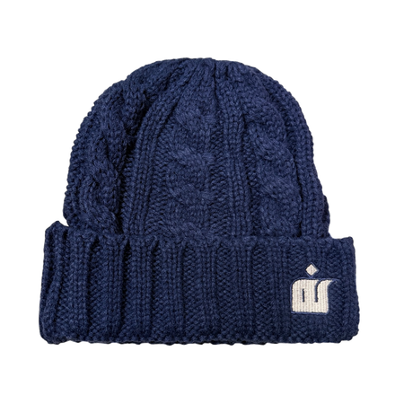 NAVY CABLE KNIT BEANIE