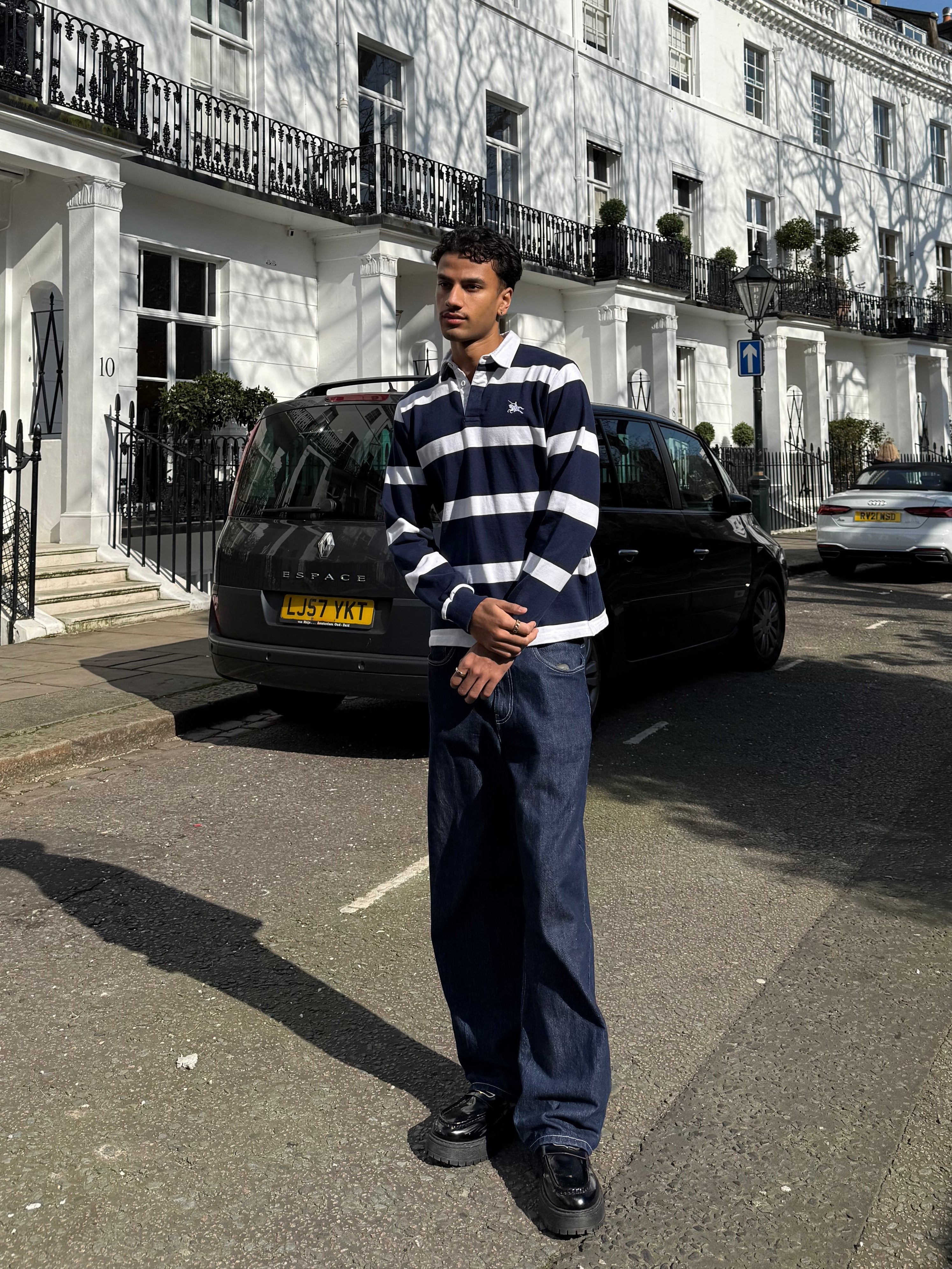 RUGBY POLO SHIRT [NAVY/WHITE]
