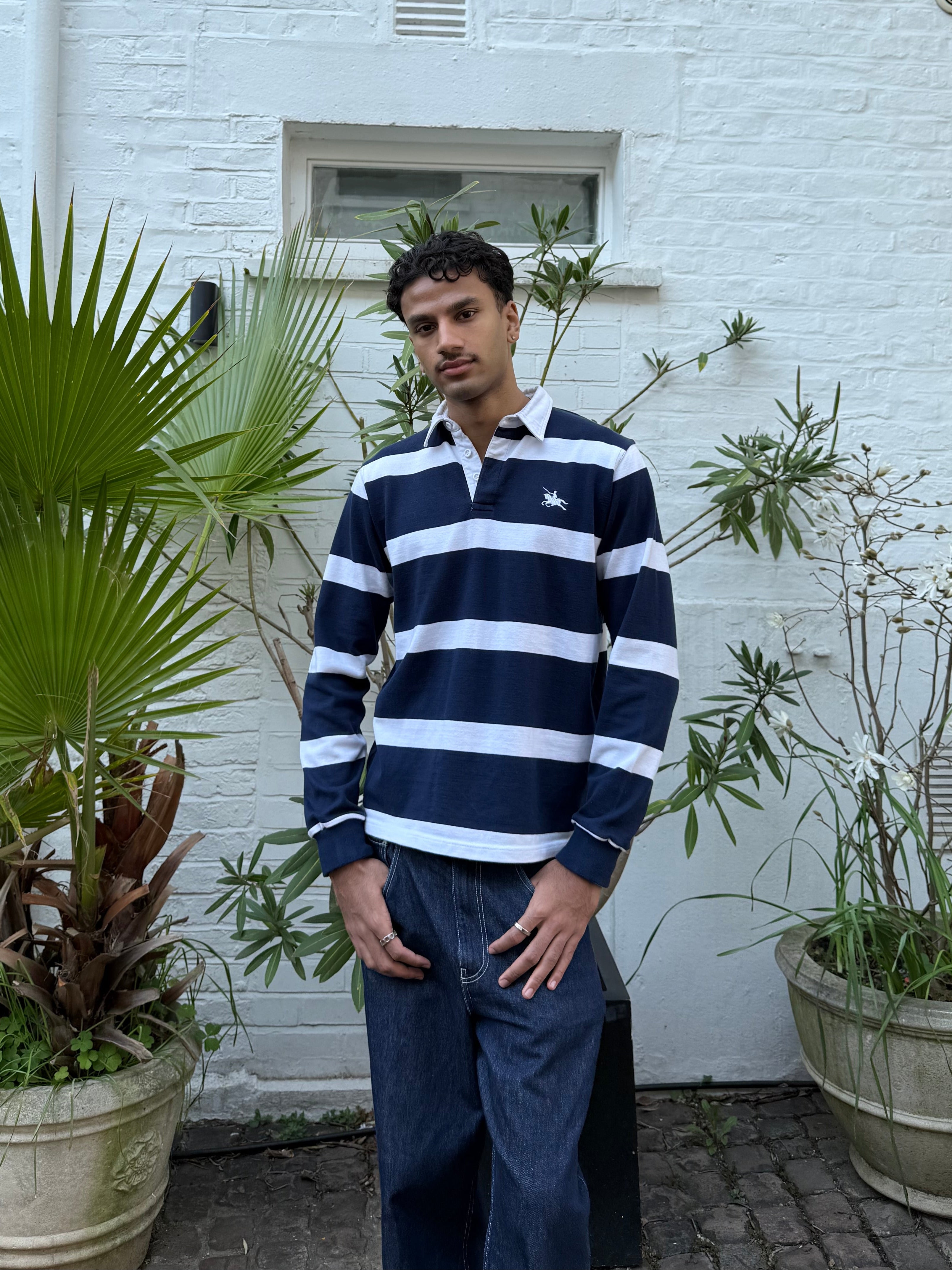 RUGBY POLO SHIRT [NAVY/WHITE]